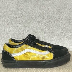 Vans Little Kids Black/Yellow Suede/Canvas Old Skool Sneakers Shoes Size US 3